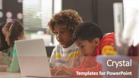  Presentation with maths for school kids - Colorful presentation theme enhanced with front view of two school backdrop and a coral colored foreground