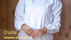  Presentation with design fashion - PPT theme with front-view-of-unrecognizable-woman background and a tawny brown colored foreground