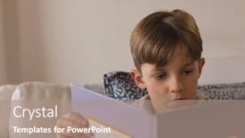  Presentation with story book - Presentation theme enhanced with front-view-of-young-caucasian background and a coral colored foreground