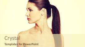  Presentation with teen - Beautiful PPT layouts featuring front view portrait of a young beautiful female caucasian teen having naked arms looking to the site backdrop and a cream colored foreground