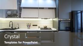  Presentation with kitchen furniture - Slide deck featuring front-view-to-luxury-white background and a gray colored foreground