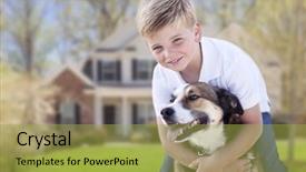  Presentation with dog house - PPT layouts consisting of his dog in front yard background and a yellow colored foreground