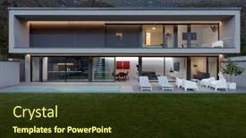  Presentation with led lights - Presentation theme with frontal-view-modern-house background and a tawny brown colored foreground