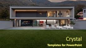  Presentation with led lights - Presentation theme having frontal-view-modern-house background and a tawny brown colored foreground