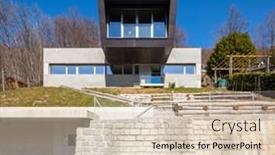  Presentation with villa - Slide deck consisting of frontal-view-of-modern-isolated background and a soft green colored foreground