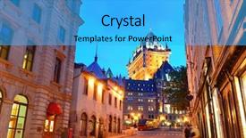 Presentation with city street - PPT theme having frontenac at dusk in quebec background and a cyan colored foreground