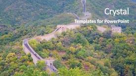  Presentation with china - Beautiful presentation theme featuring location boundaries - famous great wall of china backdrop and a seafoam green colored foreground