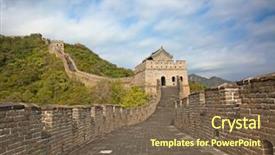  Presentation with china - Audience pleasing PPT theme consisting of location boundaries - famous great wall of china backdrop and a tawny brown colored foreground