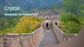  Presentation with great wall travelling - Colorful presentation design enhanced with location boundaries - famous great wall of china backdrop and a ocean colored foreground