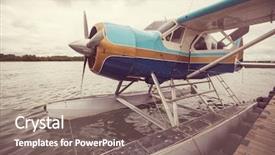  Presentation with season - Presentation theme with wild frontier - seaplane in alaska summer season background and a gray colored foreground