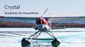  Presentation with season - Colorful presentation theme enhanced with powtoon - seaplane in alaska summer season backdrop and a sky blue colored foreground