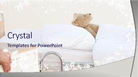  Presentation with hospital bed - PPT layouts having frost against teddy bear background and a sky blue colored foreground