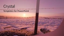  Presentation with barbed wire fence prison concept - Audience pleasing presentation theme consisting of snow representing imigration and security backdrop and a coral colored foreground