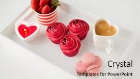  Presentation with valentines day - Slides featuring frosting macarons heart shaped coffee background and a light gray colored foreground