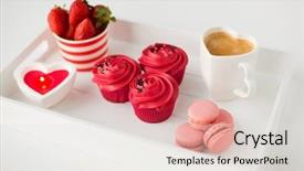  Presentation with valentines - Theme with frosting macarons heart shaped coffee background and a light gray colored foreground