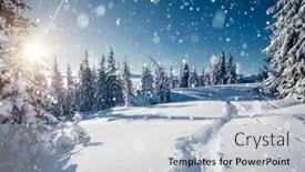  Presentation with earth day - Theme consisting of frosty-day-in-snowy-coniferous background and a lemonade colored foreground