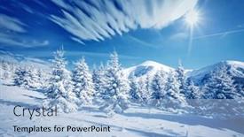  Presentation with earth day - Colorful slide set enhanced with frosty-day-in-snowy-coniferous backdrop and a light blue colored foreground