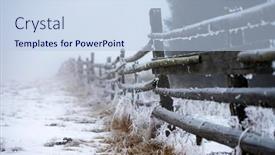  Presentation with misty - Slide set having frosty-frozen-wooden-fence background and a light blue colored foreground