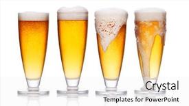  Presentation with beer foam - PPT theme enhanced with frosty glass of light beer background and a white colored foreground