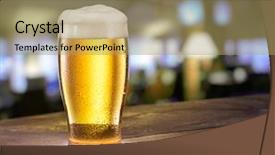  Presentation with beer bar pub tap counter - Theme with frosty glass of light beer background and a coral colored foreground