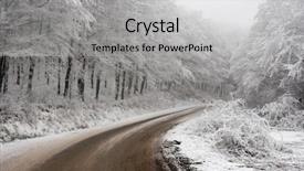  Presentation with winter forest - PPT layouts featuring frosty winter forest with path background and a  colored foreground