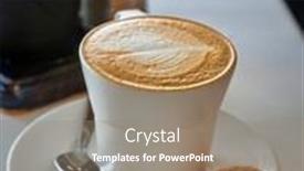  Presentation with chocolate chip cookie - Beautiful presentation design featuring frothy-cappuccino-cup backdrop and a gray colored foreground