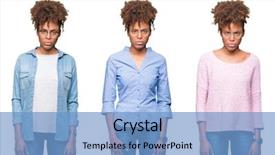  Presentation with collage - Slide deck having frown - collage of young beautiful african background and a  colored foreground