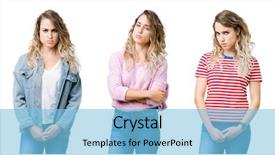  Presentation with collage - PPT theme having frown - collage of young beautiful blonde background and a light blue colored foreground