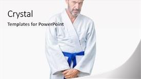  Presentation with kimono - Amazing slide set having frown - handsome middle age senior man backdrop and a white colored foreground