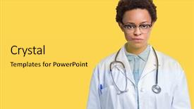  Presentation with african american protest - PPT theme with frown - young african american doctor woman background and a  colored foreground