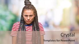  Presentation with hair - Amazing PPT theme having frown - young braided hair african american backdrop and a  colored foreground
