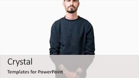  Presentation with 3 d man person - Presentation featuring frown - young handsome man over isolated background and a light gray colored foreground