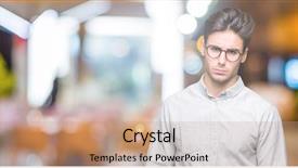  Presentation with glasses - Slide set enhanced with frown - young handsome man wearing glasses background and a  colored foreground