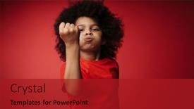  Presentation with angry kid - PPT theme with frowning-angry-little-african-kid background and a crimson colored foreground