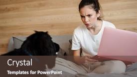  Presentation with angry - Slide deck having frowning-angry-young-brunette-woman background and a tawny brown colored foreground