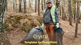  Presentation with garbage - Presentation design having frowning-man-with-big-bags background and a tawny brown colored foreground