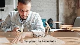  Presentation with cold coffee - Slide set consisting of frowning-young-bearded-man background and a coral colored foreground