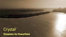  Presentation with fishers - Beautiful slide deck featuring frozen-bay-of-dnepr-river backdrop and a tawny brown colored foreground