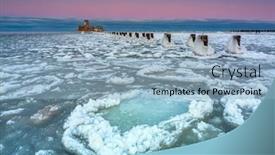  Presentation with frozen - Slide set having frozen-beach-of-the-baltic background and a light blue colored foreground