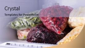  Presentation with freezer - Colorful slide set enhanced with frozen berries and vegetables backdrop and a light blue colored foreground