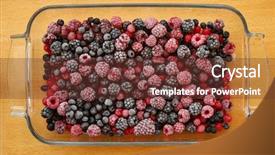  Presentation with frozen - PPT theme having frozen berries in a glas background and a tawny brown colored foreground