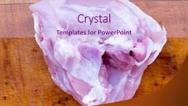  Presentation with frozen - Beautiful PPT theme featuring frozen chicken on a wood backdrop and a sky blue colored foreground