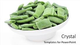  Presentation with french beans - Slides with frozen chopped green beans background and a  colored foreground