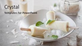  Presentation with pineapple - Presentation theme enhanced with frozen dessert - popsicles made from pineapple background and a light gray colored foreground