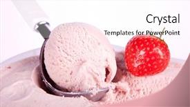  Presentation with ice cream strawberry - Audience pleasing slides consisting of frozen dessert - strawberry ice cream backdrop and a white colored foreground