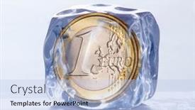  Presentation with ice frozen - PPT theme consisting of frozen-euro-price-concept background and a light blue colored foreground