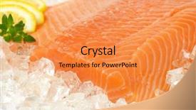  Presentation with ice hockey nhl - Presentation design with frozen fish - detail of raw salmon fillet background and a gold colored foreground