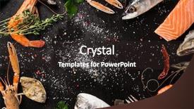  Presentation with frozen seafood - Slide deck with frozen fish - fresh seafood on black stone background and a dark gray colored foreground