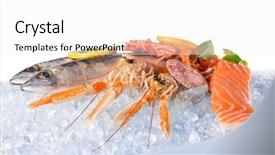  Presentation with frozen seafood - Colorful slides enhanced with frozen fish - fresh seafood on crushed ice backdrop and a white colored foreground