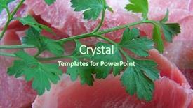  Presentation with frozen food items - Audience pleasing PPT layouts consisting of frozen food items - meat and a parsley pork backdrop and a ocean colored foreground